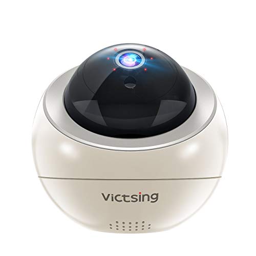 VicTsing 1080P WiFi Pet Camera, Space Ball Pan/Tilt/Zoom Wireless Security Camera, Home Security Camera with Cloud Storage 2-Way Audio/Night Vision/Motion Detection (White)