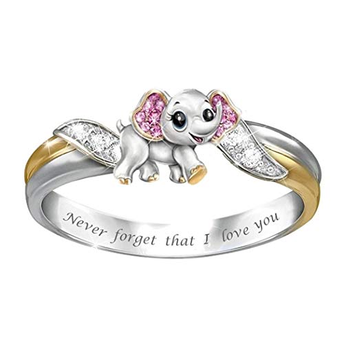 Viaste Women Cute Elephant Alloy Ring Jewelry Rings - Never Foget That I Love You