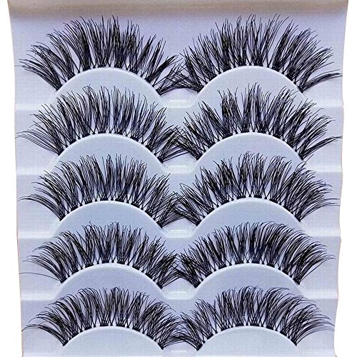 USStore 5 Pairs 3D Handmade Eyelashes Soft Long Makeup Cross Thick Fake Eyelashes Eye Lashes Nautral Look, Luxury False Eyelashes Extension Exquisite (A)