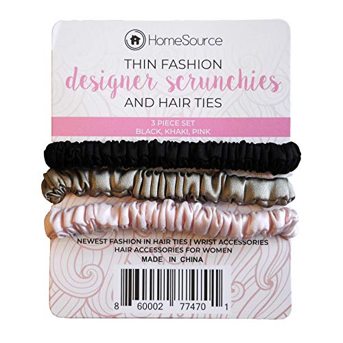 3 Piece Silk Hair Scrunchies Leopard, Snakeskin and Gold Camo(Pack of 3) 100% Pure Silk Hair Scrunchies for Women & Girls - Gentle On All Hair Types