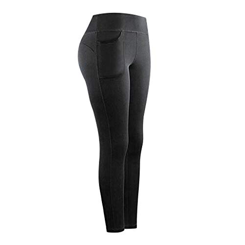 ZEFOTIM High Waisted Leggings,Out Pockets,Workout Yoga Pants(A-Black,Medium)
