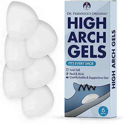 Dr. Frederick's Original High Arch Support Gel Inserts - 6 Pcs - Peel & Stick SuperComfort Gel - Great for Sandals - Dress Shoes - Women & Men