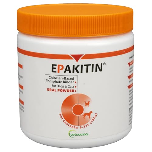 Vetoquinol Epakitin Chitosin-Based Phosphate Binder for Cats & Dogs – Renal Support Supplement Powder