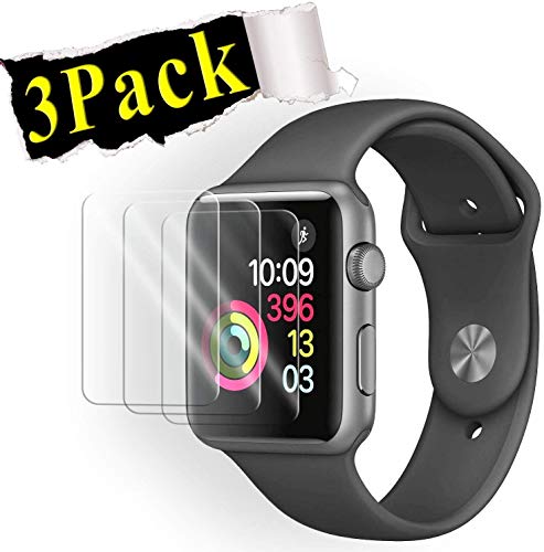 Luminira Compatible Watch 38mm Tempered Glass Screen Protector (Series 3 2 1) [9H Hardness] [Anti-Fingerprint] [Bubble Free] [Only Covers The Flat Area] Compatible Apple 38mm [3-Pack]