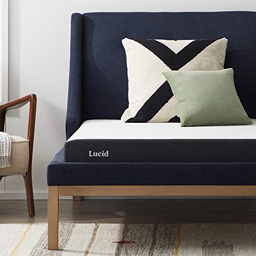 LUCID 5 Inch Memory Foam Low Profile-Cooling Gel Infusion-Hypoallergenic Bamboo Charcoal-Breathable Cover Bed Mattress Conventional, Twin, White,2020 model
