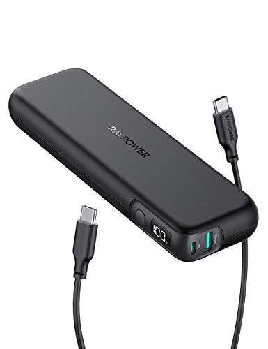 USB C Power Bank RAVPower 15000mAh 18W PD Power Delivery Portable Charger Quick Charge 3.0 Battery Pack with LED Display for iPhone 12 Mini Pro Max, Samsung Galaxy S10, Google Pixel, iPad Pro