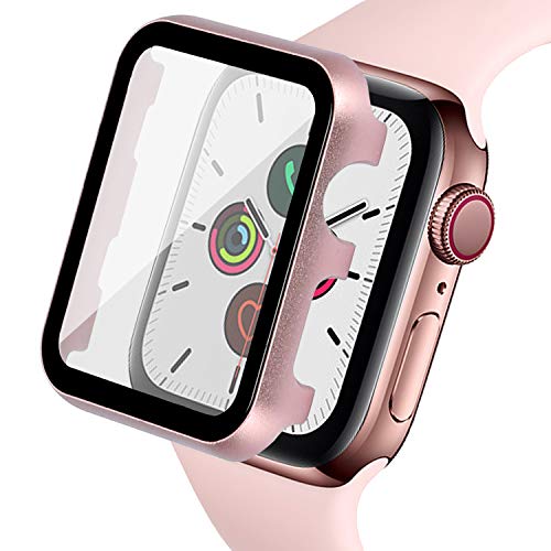 Book Cover Ritastar for Apple Watch Case with Screen Protector 44mm Metal Bumper Cover,Clear High Sensitive Screen Response,Bubble-Free,PET Film,Shockproof Protection for iWatch Series 6 SE 5 4 Women Rose Gold