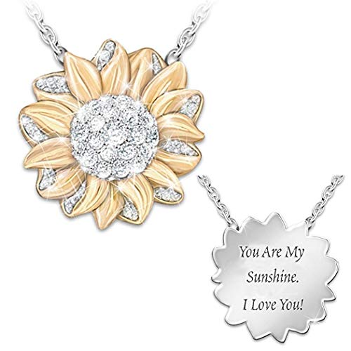 Kouye Women Sunflower Pendant Necklace Jewellery Rhinestone Alloy Necklaces Gift Necklaces