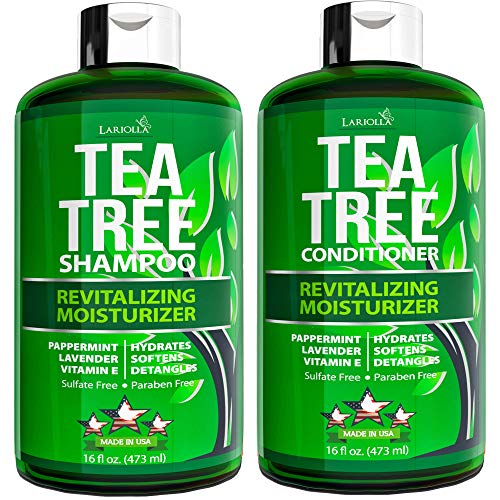 Tea Tree Shampoo and Conditioner Set - with 100% Australian Tea Tree Oil - for Dandruff, Dry Scalp, Itchy Hair - Sulfate & Paraben Free - for Men and Women - 2 bottles 16 fl oz each