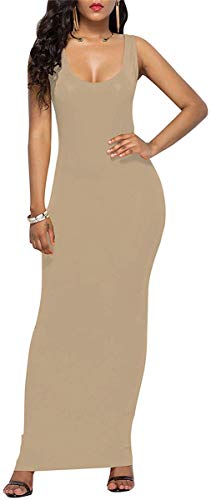 Mitario Femiego Women's Sexy Slim Fit Bodycon Sleeveless Pencil Club Tank Long Maxi Dress