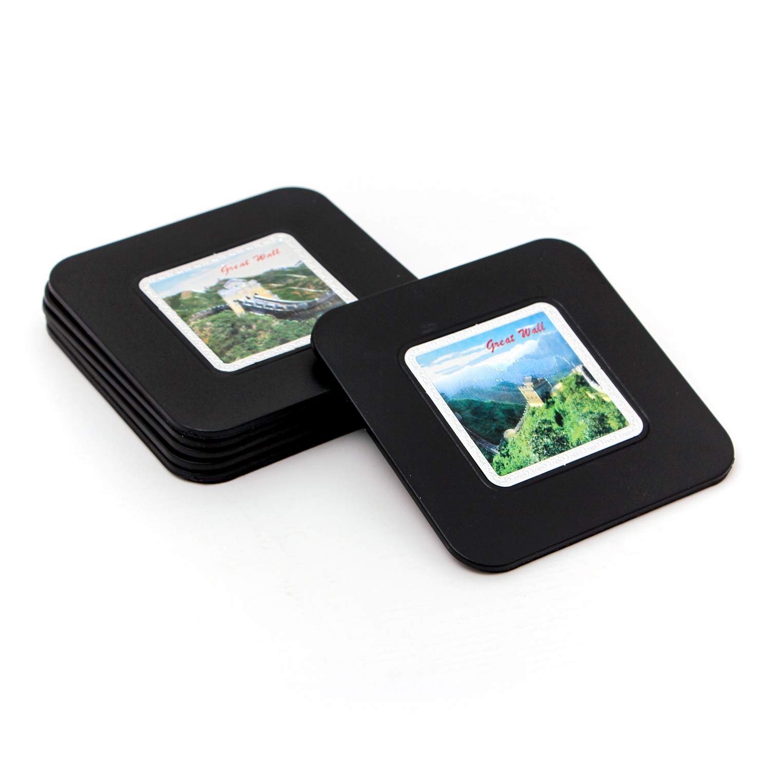 Book Cover Unique Great Wall Coasters for Drinks Anti-Skid Tabletop Drink Coasters Easy To Clean Anti-Scratch Home Drinks Mat, Saucers for Cold Drinks, Living Room Decor, Set of 6【Dea1 50% 0ff】