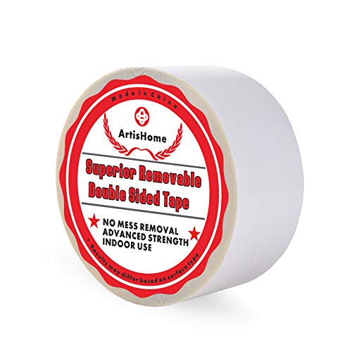 Superior Removable Double Sided Tape-Advanced Strength, No Mess Removal, 2in20yard, Works on Multiple Surfaces,