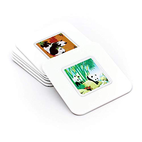 Book Cover Panda Coasters for Drinks Anti-Skid Tabletop Drink Coasters Easy To Clean Anti-Scratch Home Drinks Mat,Reusable Saucers for Cold Drinks, Unique Present for Friends, Living Room Decor, Set of 6