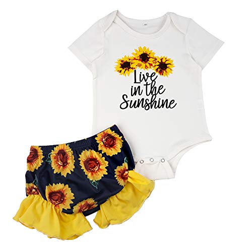 Anmino Newborn Baby Clothes Cotton Baby Girls Boys Romper Outfits Bodysuits Pant Sets Baby Rompers Jumpsuit Infants Toddlers Yellow