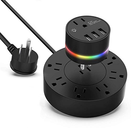 Power Strip with USB - 9-Outlet ExtenderÂ Surge Protector w/3 USB Ports (3.1A) and Plug-in Night Light, 6Ft Long Extension Cord,Flat Plug,1700 Joules for Travel Home Dorm with Travel Bag