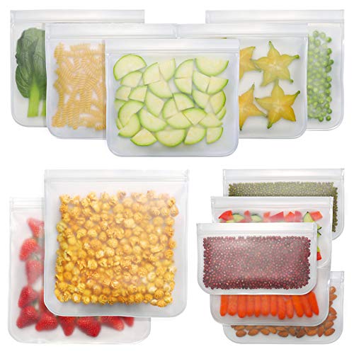 Bayco Reusable Storage Bags (12 Pack) 2 Gallon & 5 Sandwich Lunch Bags & 5 Small Kids Snack Bags For Food, EXTRA THICK Reusable Food Bags, Reusable Freezer Bags, Reusable Zipper Bags, BPA FREE