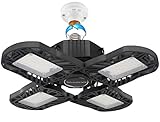 GRESATEK 120W Four Leaf Deformable Triple LED Garage Light, 12000 Lumen Quadruple Glow, CRI 80, 6000K Retractable Ceiling Light for Garage, Basement, Barn, Warehouse, Shop
