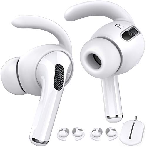 Book Cover AhaStyle 3 Pairs AirPods Pro Ear Hooks Covers [Added Storage Pouch] Anti-Slip Ear Covers Accessories Compatible with Apple AirPods Pro (White)