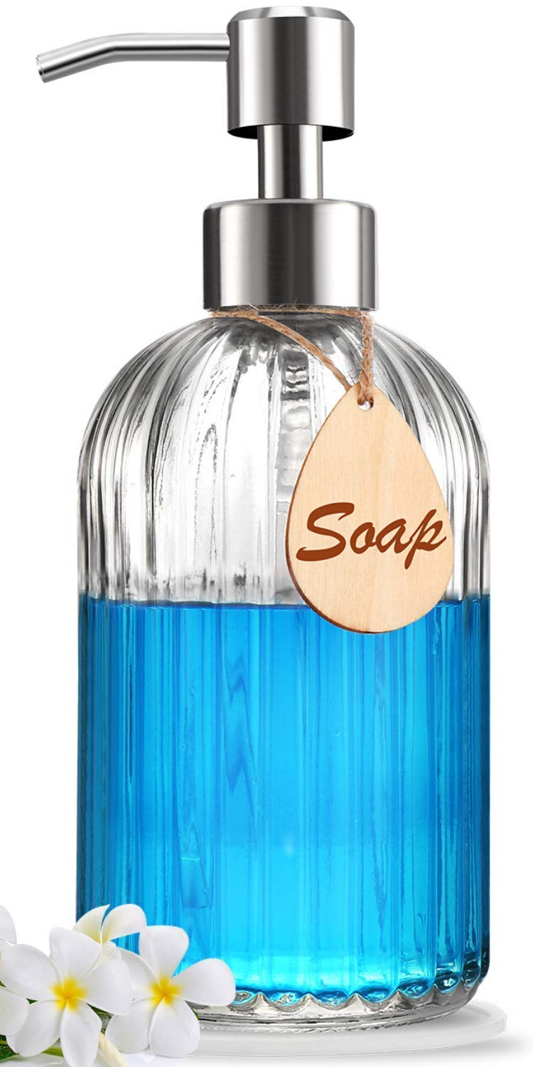 Book Cover Large Soap Dispenser with Non-Slip Silicone Pad – Premium Quality – Dish and Hand Soap Dispenser – Rust Proof Stainless Steel Pump – Ideal for Kitchen Dish Soap, Bathroom Soap