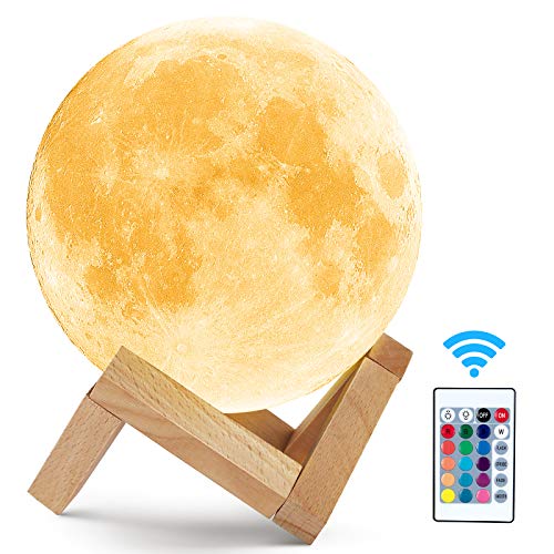 Book Cover toyuugo Moon lamp (5.9 Inch), 3D Print LED Moon Light Lamp Moon Light for Kids, Dimmable Touch Control Brightness Light for Home Decoration and Gifts for Lover,Parents,Friends, 16 RGB Color