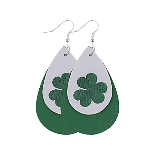 Book Cover Saint Patrick's Day Earrings for Women Girls Gift, Green Drop Earrings, Leather Earrings for Women Teardrop Dangle Earrings Petal Drop Earrings Jewelry Accessory Handmade