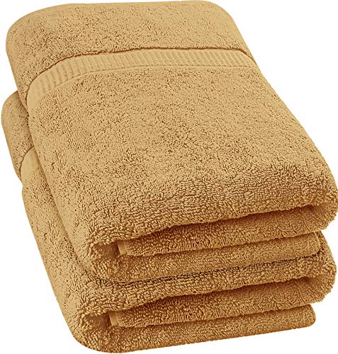 Utopia Towels - Luxurious Jumbo Bath Sheet (35 x 70 Inches, Beige)- 600 GSM 100% Ring Spun Cotton Highly Absorbent and Quick Dry Extra Large Bath Sheet - Super Soft Hotel Quality Towel (2-Pack)
