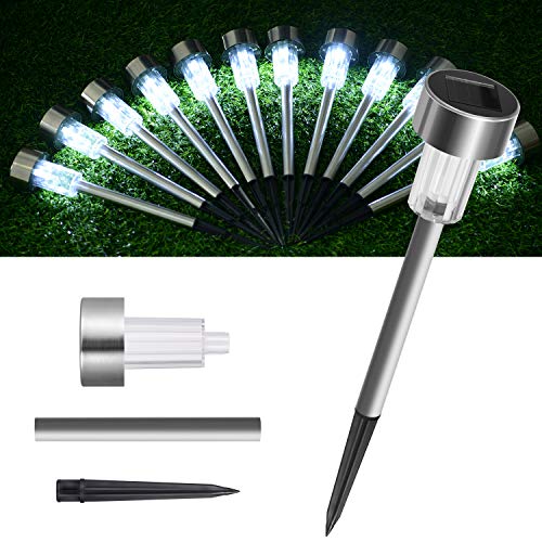 16Pack Solar Garden Lights, Stainless Steel Solar Lights Outdoor, Waterproof, LED Landscape Lighting Solar Powered Outdoor Lights Solar Garden Lights for Pathway Walkway Patio Yard & Lawn