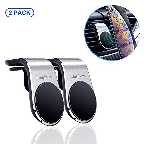Magnetic Car Phone Holder (2 Packs), Magnet Universal Vent Mobile Navigation 360 Degree Rotation for iPhone Xs Max XR X 8 7 6 Plus Samsung Galaxy Note 10+ 10 S10 S9 S8 etc (Silver)