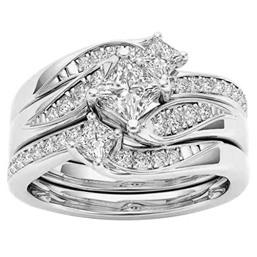 Womens Fashion Diamond Wedding Ring, Cnebo Elegant Heart Diamond CZ Zircon Ring,Couple Men Women Engagement Ring Jewelry Valentines Gift