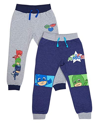 Book Cover PJ Masks Boys Joggers 2 Pack Set - Infant Toddler Sweatpants Featuring Catboy, Gekko, and Owlette Grey/Navy