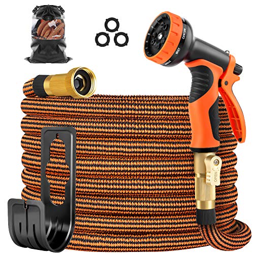 Book Cover OUTZEST 50ft Expandable Garden Hose Leakproof Lightweight Water Hose with 9 Functions Sprayer and Super Durable 3750D Fabric Gardening Flexible Hose Pipe with Solid Brass Fittings