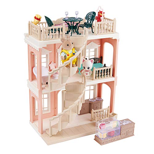 Book Cover FULIM DIY Dollhouse Kit Set - Portable Doll House Playset Toddler Toys for 3 4 5 6 Year Old Girls Kids with Furniture Accessories and Two Critters, Halloween Christmas Birthday Gifts