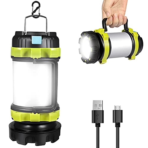 Book Cover Camping Lantern Rechargeable, Camping Lights with 6 Modes, LED Lantern for Camping Power Outage Waterproof Tent Light for Hurricane, Emergency, Survival Kits, Hiking, Fishing, Home