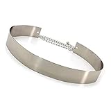 SATYAM KRAFT Womens Mujer cinturones Metal Wide Plate Adjustable Ladies Gold Metallic Waist Belt For Fashion dresses(2.0 cm Wide) (Golden)