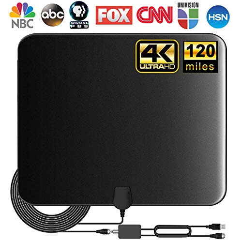 Book Cover [Updated 2020 ] TV Antenna, Indoor Amplified Digital HDTV Antenna, 80-120 Miles Range Signal Booster for 4K 1080p Fire TV Stick Local Channels and All TV's
