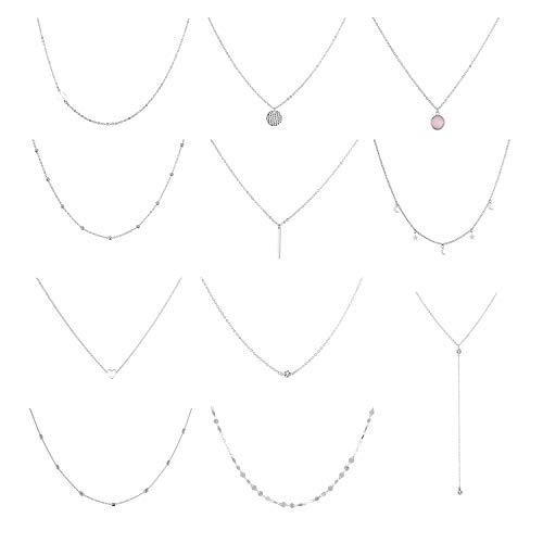 WFYOU 11PCS Layered Choker Necklace for Women Girls Sexy Coin Star Multilayer Chain Necklaces Set Adjustable