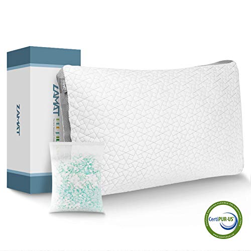 ZAMAT Luxury Shredded Memory Foam Pillow for Sleeping, Breathable and Adjustable Bed Pillows, Hypoallergenic Cooling Pillow with Washable and Removable Cover from Bamboo Derived Rayon (Queen)