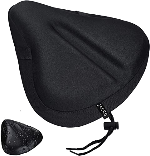 Zacro Bike Seat Cushion - Gel Padded Bicycle Saddle Cover for Men & Womens Comfort, Compatible with Peloton, Stationary Exercise or Cruiser Bicycle Seats