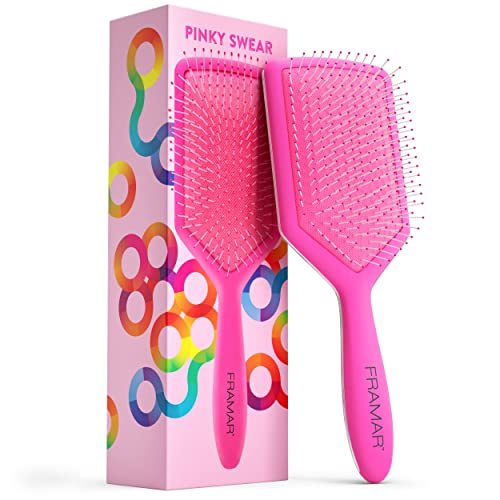 Book Cover Framar Detangler Brush, Paddle Brush – Elegant Detangling Brush, No more Tangles Hair Brush – Hair Brushes for women, men and children (Pink)