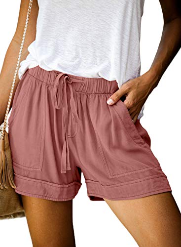 HUUSA Women's Drawstrings Casual Loose Comfy Summer Beach Shorts with Pockets