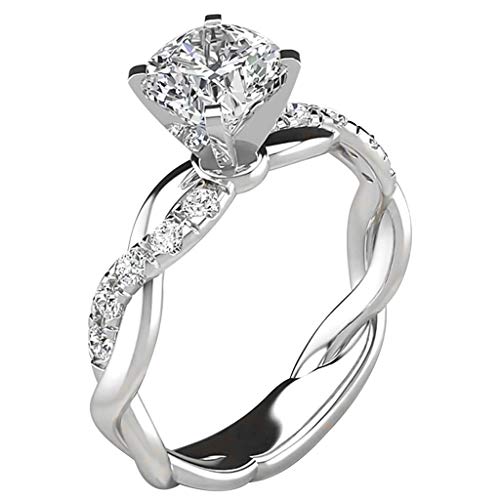 FACAIAFALO Silver Ring Bridal Zircon Diamond Elegant Engagement Wedding Band Ring Valentine's Day Present US Size 5-10
