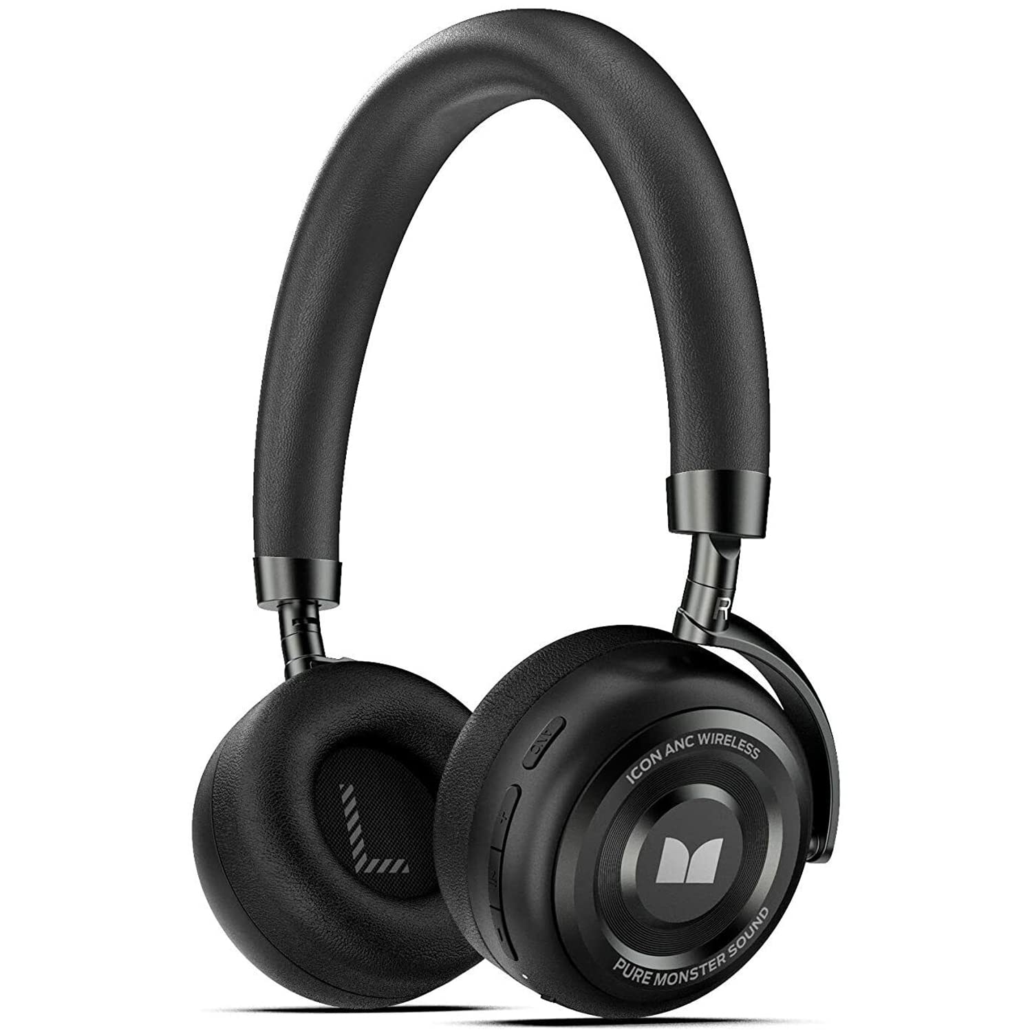 Active Noise Cancelling Headphones, Monster Bluetooth Headphones with Carrying Case, Wireless Headphones with Mic and 30 Hours Playtime for Travel/Work, Black