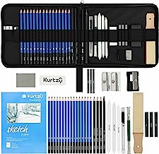 Kurtzy Sketching Graphite Charcoal Drawing Pencils Set for Artist, Kids and Adults with Zipper Carry Case (33 Pcs)