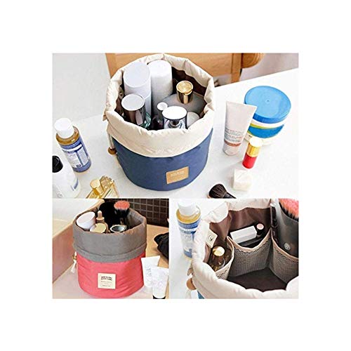 Travel Cosmetic Bags Barrel Makeup Bag,Women Portable Multifunctional Toiletry Bags Round Organizer Storage Pocket