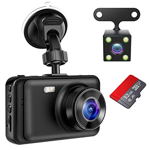 Book Cover Dash Camera for Cars, YOCHOS 1080P Front and Rear Dual Dash Cam, 3