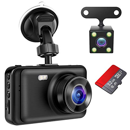 Dash Camera for Cars, YOCHOS 1080P Front and Rear Dual Dash Cam, 3" LCD Screen 170Â° Wide Angle Dash Cam with Night Vision WDR G-Sensor Parking Monitor Loop Recording Motion Detection.(SD Card Include)