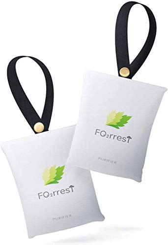 FO2RREST Shoe Deodorizer (2 pack), Natural Odor Eliminator with Travel Size, Active Silica & Charcoal Bags for Shoes, Closet, Drawer, Gym Bag and Sports Gear (2 x 50g)