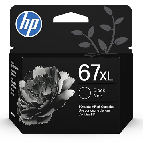 Original HP 67XL Black High-Yield Ink Cartridge | Works with HP DeskJet 1255, 2700, 4100 Series, HP Envy 6000, 6400 Series | Eligible for Instant Ink | 3YM57AN