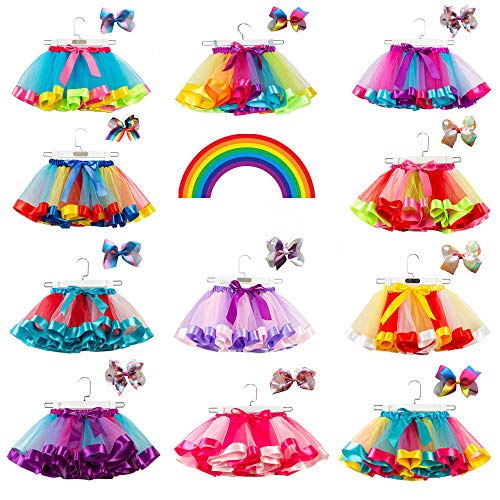 Book Cover Toddlers Girls Rainbow Tutu Skirt with Headband,Tulle Layered Ballet Skirts Little Girls Dressing Up Dancing Party Tutu