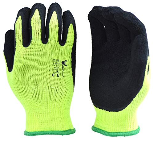 Book Cover G & F 1516 6 Pairs Pack Premium High Visibility Low emissions Green Work and gardening Gloves for Men and Women.MicroFoam Textured Coated Palm and Fingers Gloves for Gardening Work,Size Medium,Green